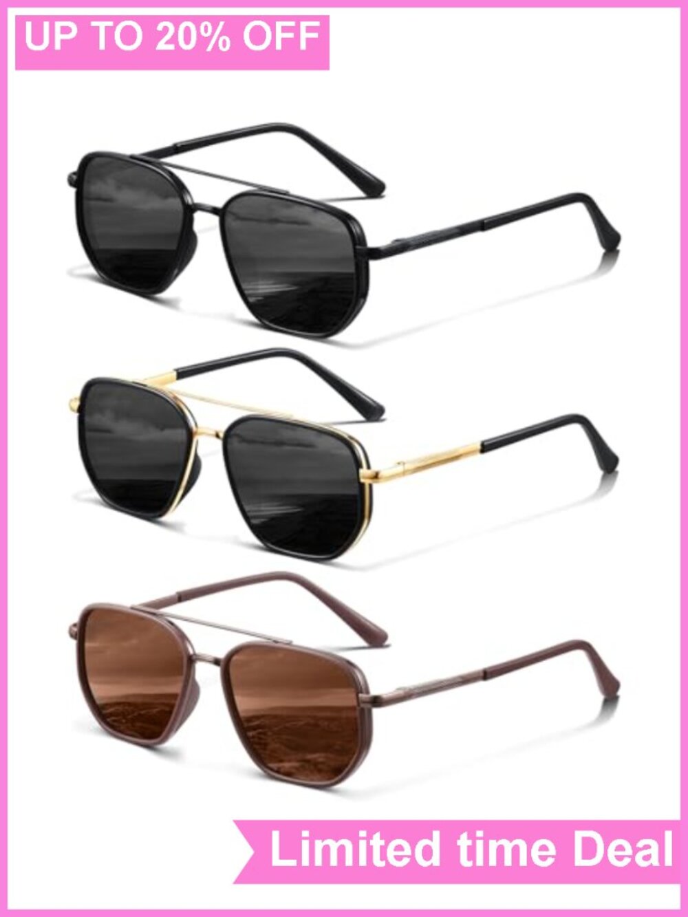 Polarized Aviator Sunglasses for Women Men UV Protection Vintage Metal Frame